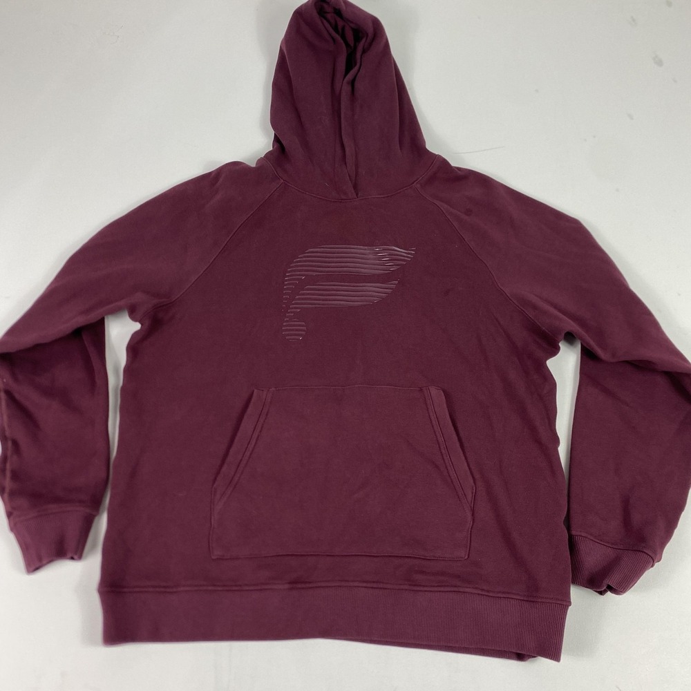 Fabletics Hoodie Sweatshirt Mens‎ XL Maroon Pullover Logo Raglan Cotton Blend